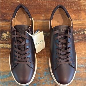 Clae Men's Dark Brown Leather Sneakers